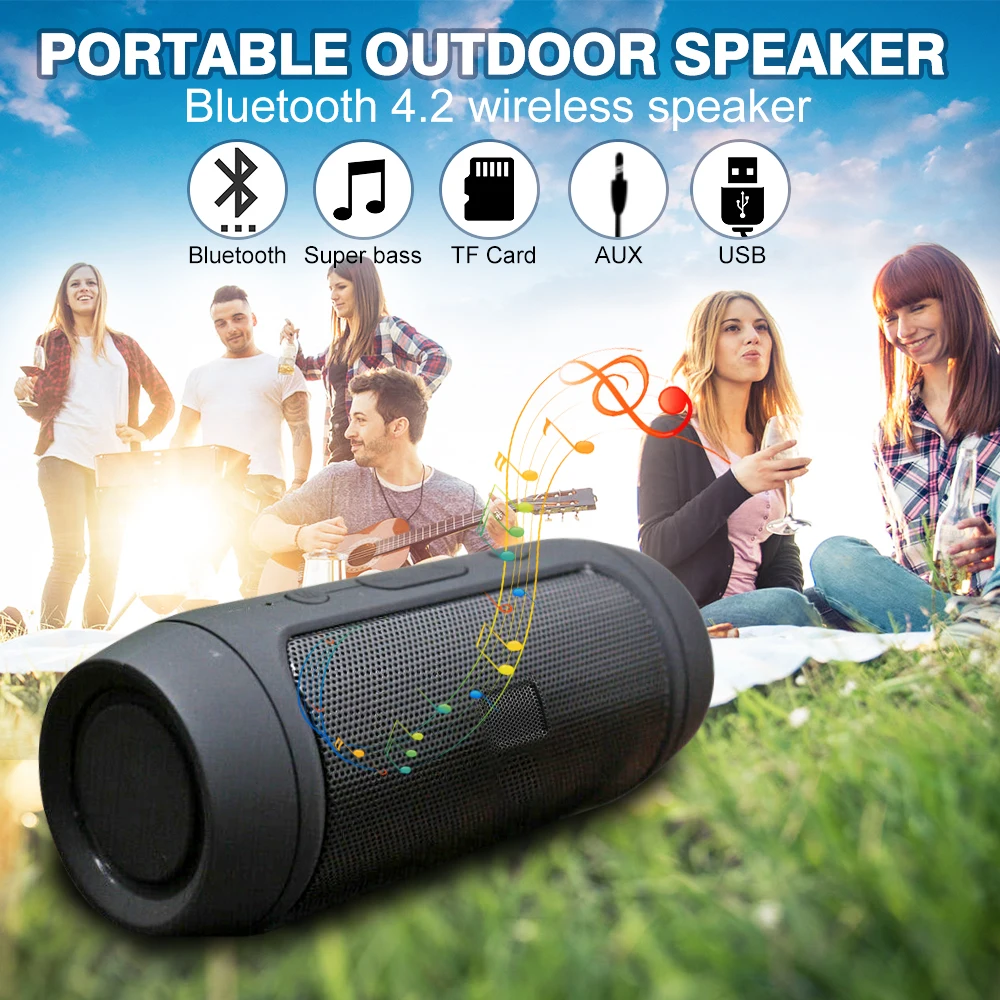 Bluetooth-Колонка портативная уличная с поддержкой FM-радио TF-карты и басов |
