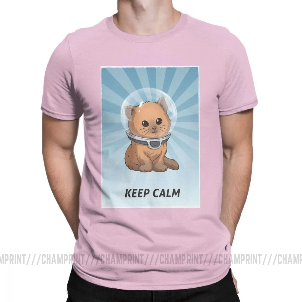 Винтаж Subnautica Keep Calm майки котенок для мужчин чистый хлопок футболки игры море Левиафан жнец Дайвинг рыба короткий рукав тройник - Цвет: Розовый