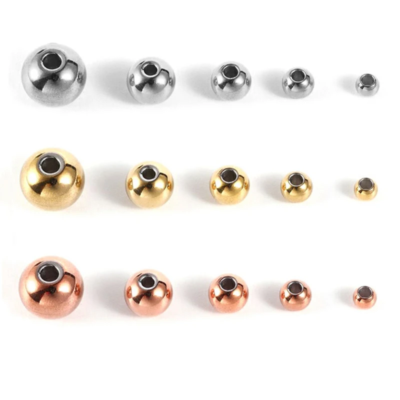 

20-100pcs 3 4 5 6 8mm Stainless Steel Spacer Beads Charm Loose Beads Diy Findings Loose Spacer Beads for Jewelry Making Supplies