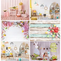 vinyl easter day photography backdrop props rabbit flowers eggs wood board photo studio background 210318hj 02
