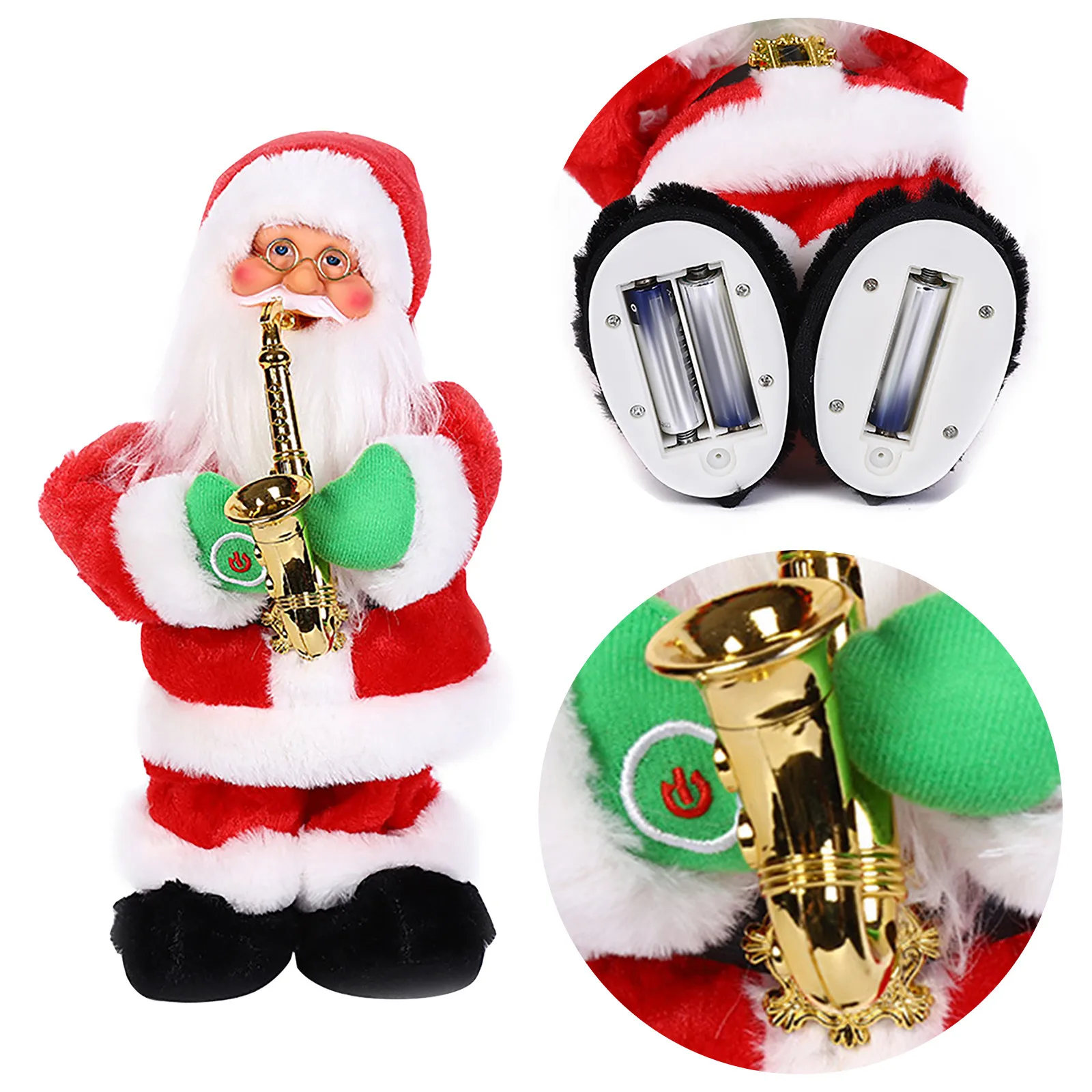 

Рождественская Музыкальная кукла Санта-Клаус, домашний декор, саксофон, электрическое украшение, статуя, креативные рождественские украше...