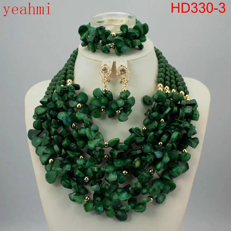 Nigerian Wedding African Beads Jewelry Set Blue Costume Sets Coral Necklace Free Shipping HD330-2 | Украшения и аксессуары