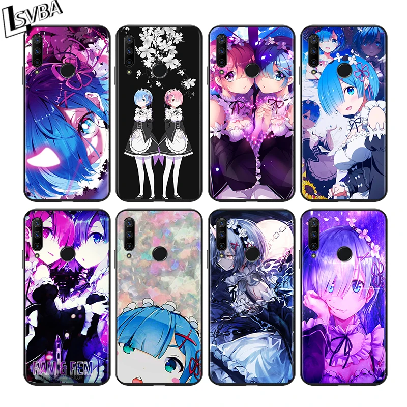 

Anime RE ZERO Ram Rem for Huawei Honor 30 20 10 9S 9A 9C 9X 8X MAX 10 9 Lite 8A 7C 7A Pro Silicone Black Phone Case