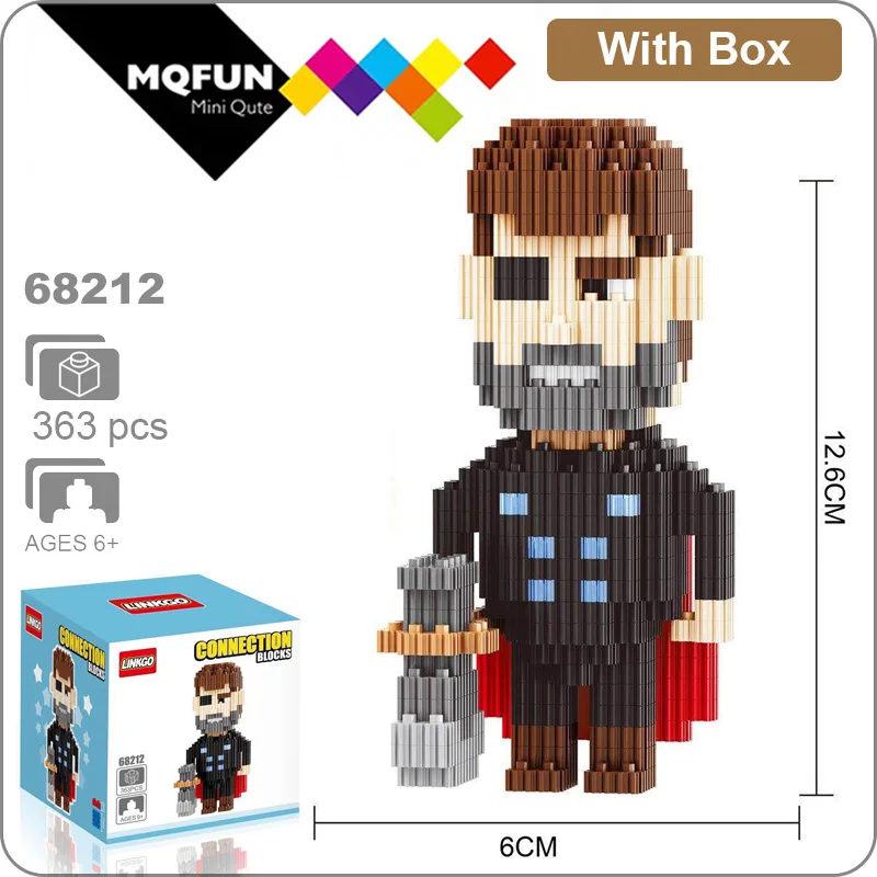 68212 With Box Linkgo Мститель супер герой Железный человек Человек-паук танос фигурки мини строительный блок кирпичи Сборная модель обучающая игрушка - Цвет: 68212 With Box