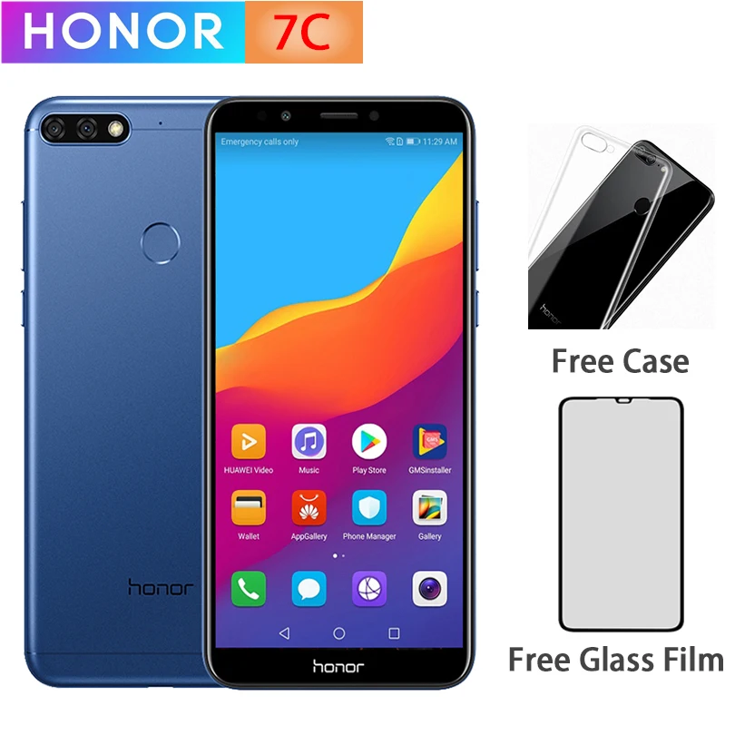 Honor 7C, 3 ГБ, 32 ГБ, 5,99 дюйма, Восьмиядерный процессор Snapdragon 450, фронтальная камера 3000 МП, двойная камера заднего вида, мАч, отпечаток пальца