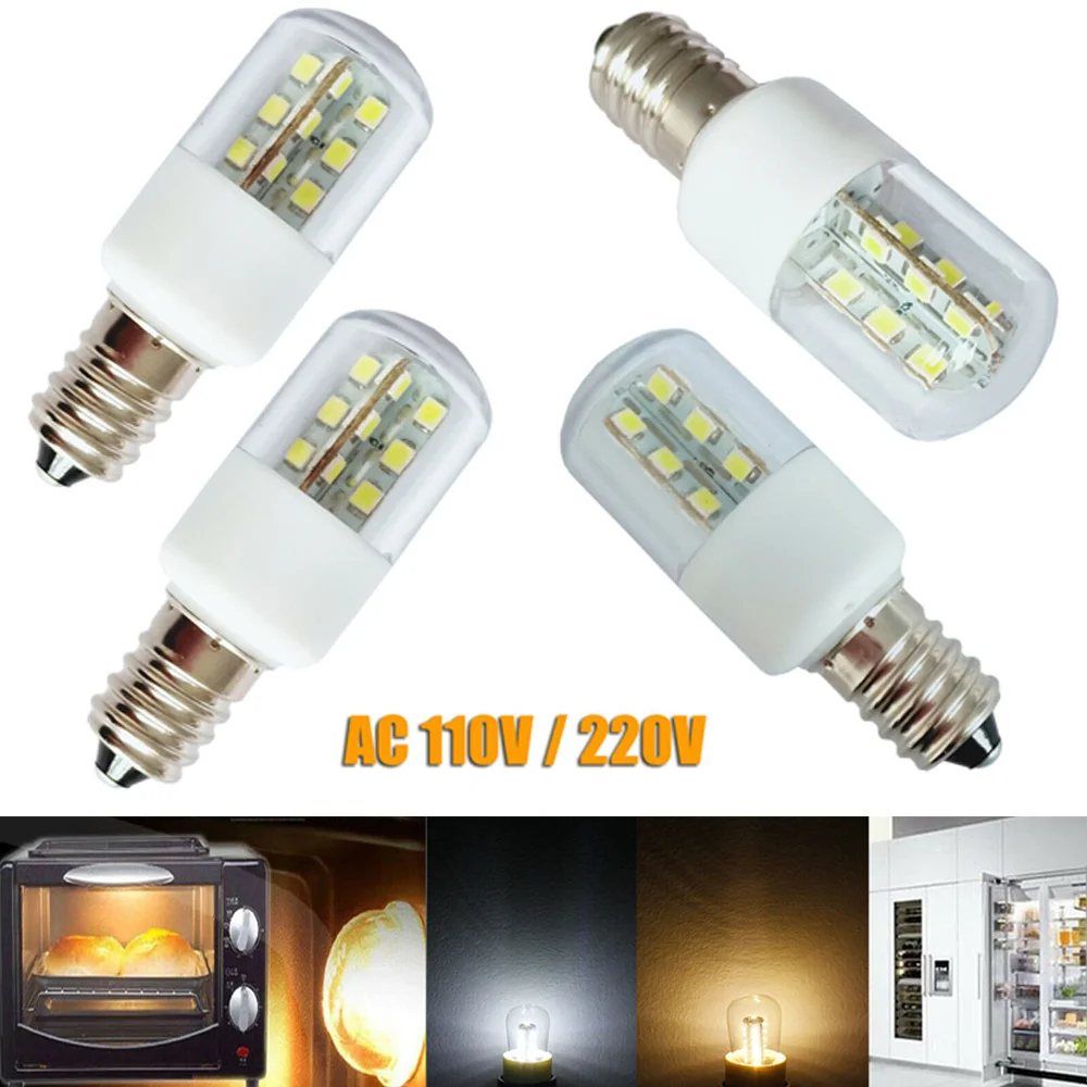 

E14 E12 3W LED Microwave Oven Light Bulb Crystal Lamp Light SMD 5050 Freezer Cold Warm White AC 110V 220V Lamp For Home