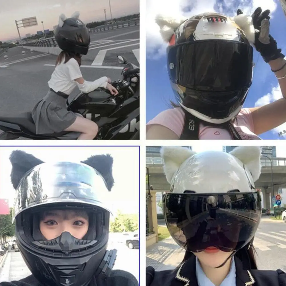 

Black /White Cat Ears Fox Cat Ears Women Helmet Decoration Cute Personality Accessories 3D Small Car Motorcycle Electric Pl V1E7