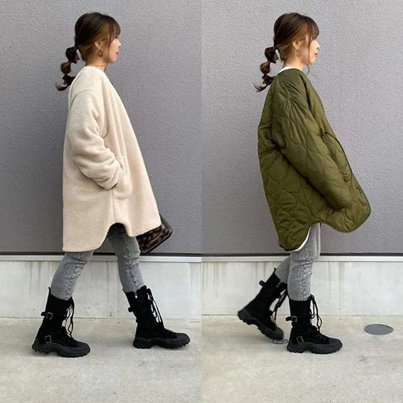 Новое осенне-зимнее женское свободное шерстяное пальто из двух частей