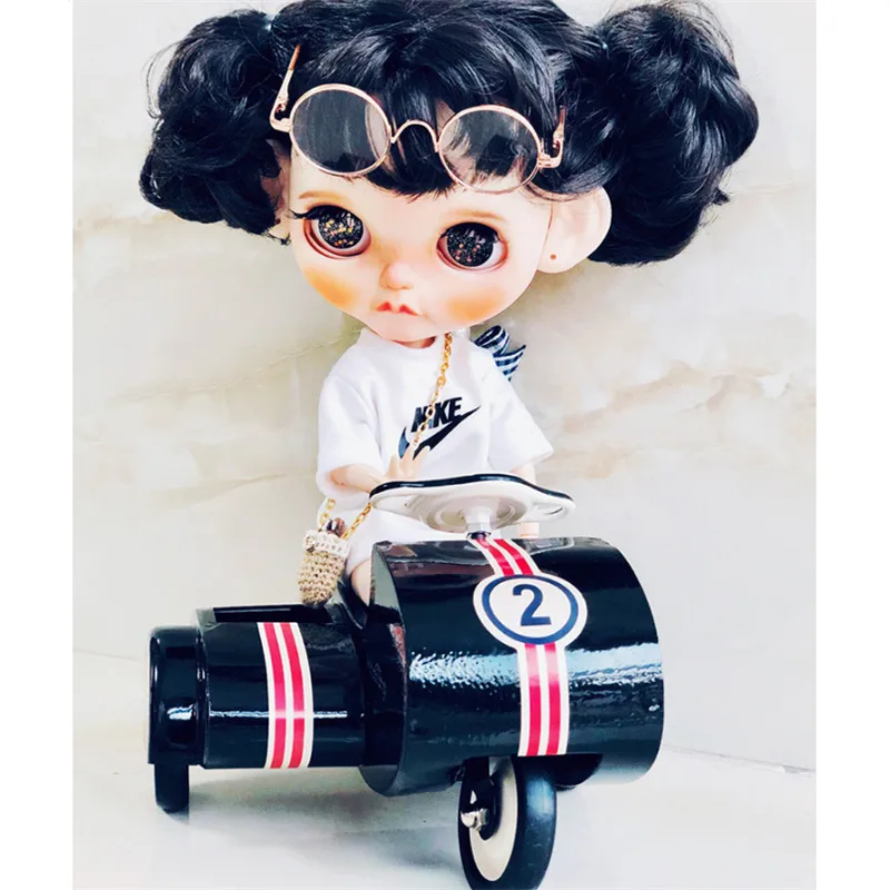 Aizulhomey 1/12 Super Cool Iron Tandem Motorcycle Mini Dollhouse Furniture Model Toys LOL Bjd Blyth Doll Accessories Tricycle images - 6