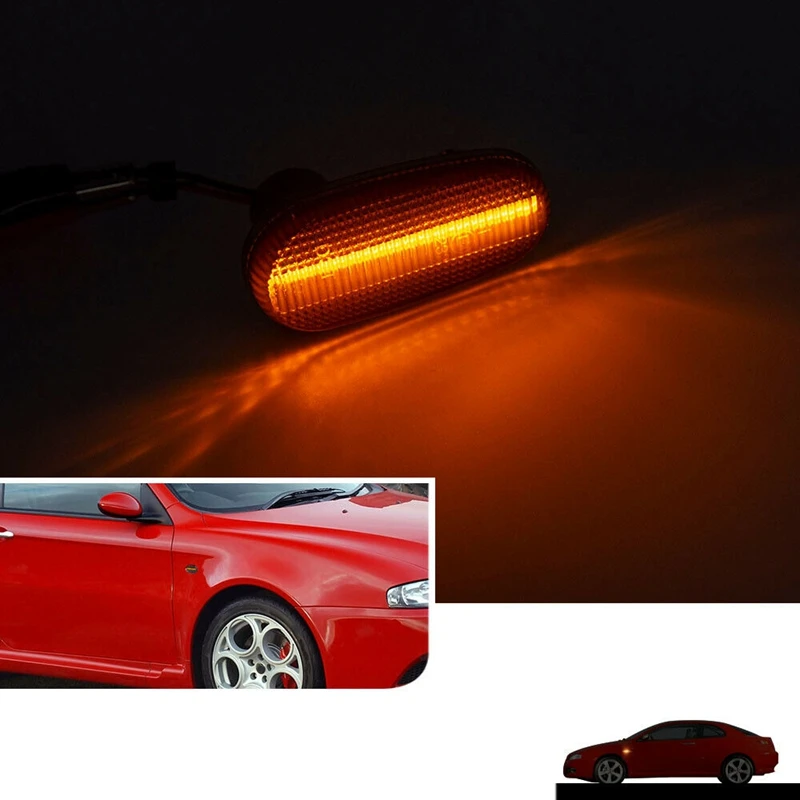2Pcs Car Dynamic LED Side Marker Light Turn Signal Smoke for Alfa Romeo Mito 147 GT Fiat Bravo 51822766 | Автомобили и мотоциклы