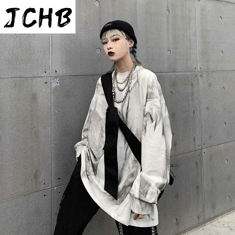 

2021 Punk Tie Dye Graffiti Print Casual t Shirt Women Clothes Pullover Harajuku Streetwear Tshirt Hip Hop Top Tee New Arrival