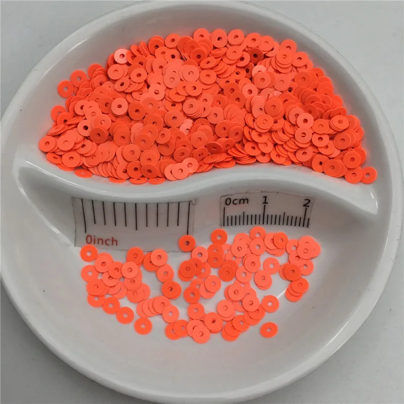 Solid Shine Orange 4 мм 6 мм плоский круглый сплошной ПВХ блестки шитье ремесло для свадебного украшения одежды платье колпачки для обуви DIY - Цвет: Solid Shine Orange