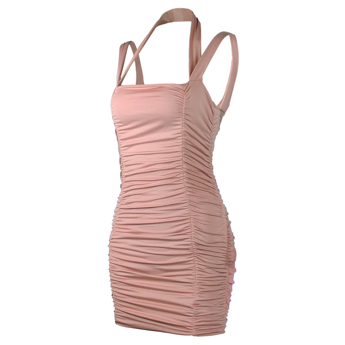 Летнее женское сексуальное облегающее короткое плиссированное белое платье