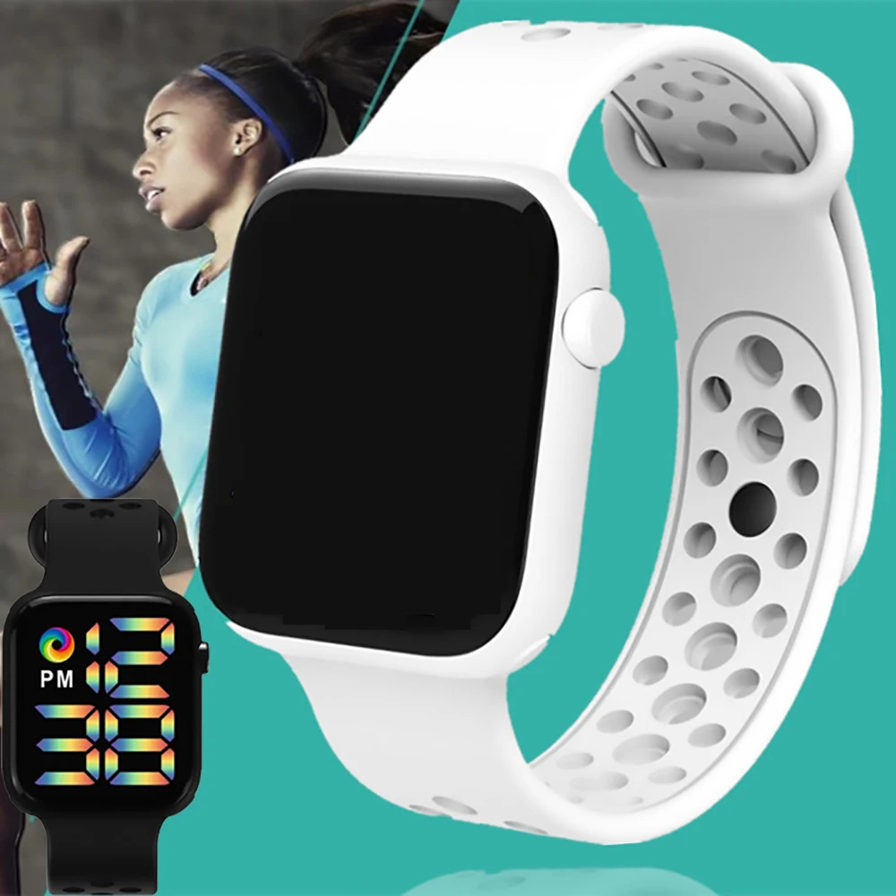 

Fashion Sports Watch Color Led Digital Watches For Women Men Student Standard Silicone Wristwatch Casual Electronic Female Clock