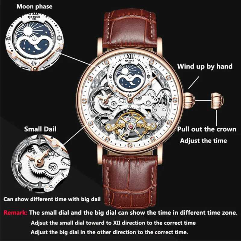KINYUED New Skeleton Watches Mechanical Automatic Watch Men Tourbillon Sport Clock Casual Business Wrist Relojes Hombre | Наручные часы