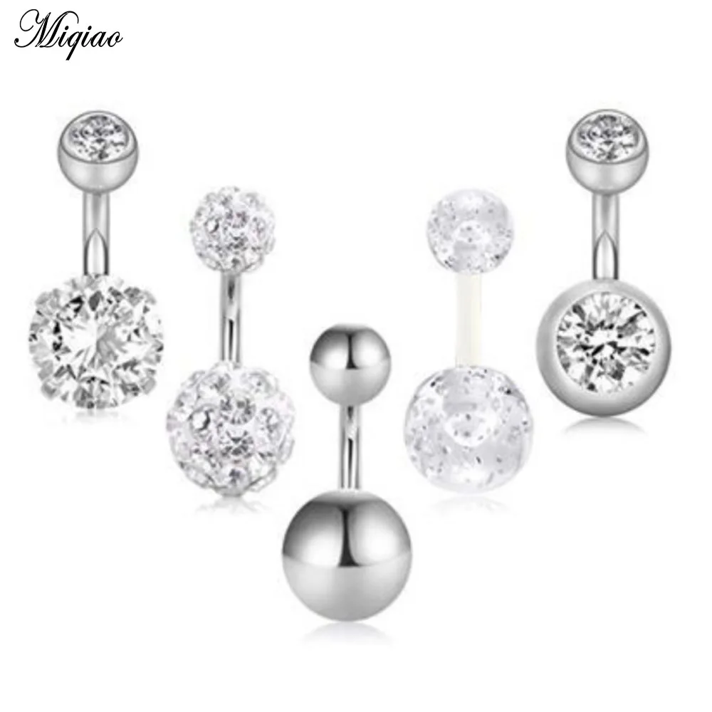 

Miqiao Hot Body Piercing 5 Piece Set Stainless Steel Piercing Jewelry Ring Navel Nail BELLY RINGS