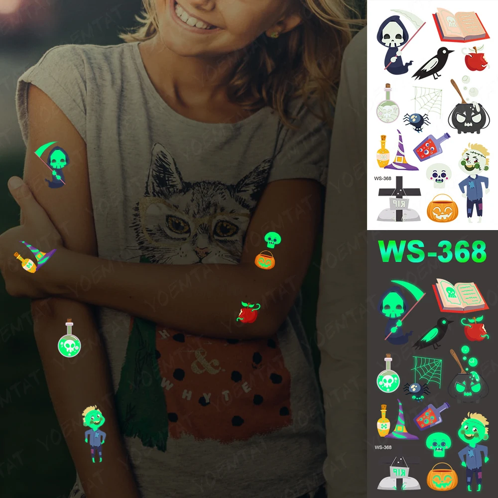 Водостойкая Временная тату-наклейка глаз свеча Призрак череп шляпа демон