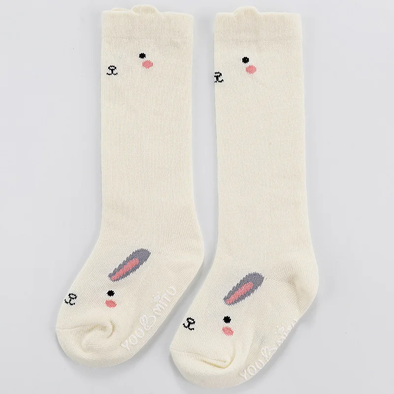 Rabbit White Детские гольфы для маленьких мальчиков и девочек, Нескользящие Детские носки с рисунками животных длинные нескользящие носки для детей от 0 до 4 лет - Цвет: Rabbit White
