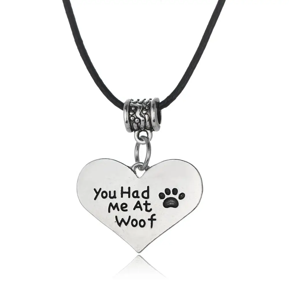 Собачьи кошачьи лапы любовь сердце круг кулон ожерелье веревка кожаная цепь