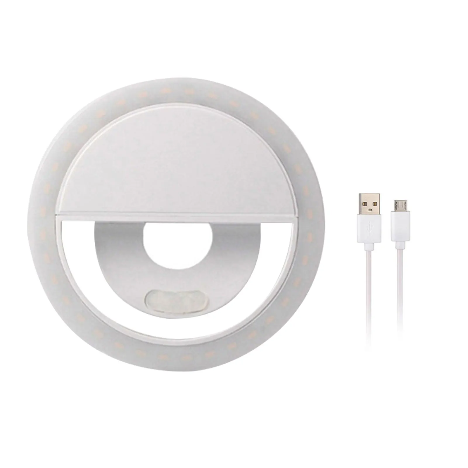 

Photo Mini Portable Mirror Mobile Phone Selfie Ring Light Novelty USB Rechargeable Round Makeup 28 LED Lamp Nightlight Dimmable