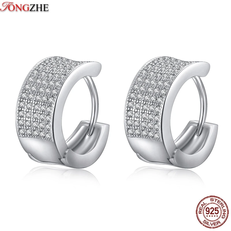 Женские серьги кольца TONGZHE серебряные из стерлингового серебра 925 пробы