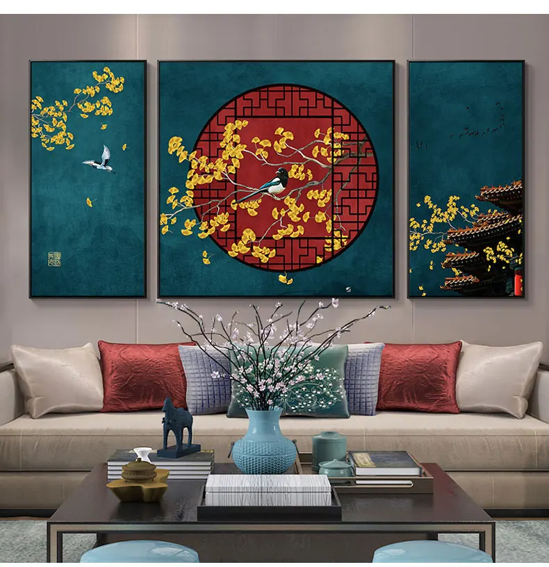 

EECAMAIL 2020 алмазная живопись «сделай сам», ручная работа, без рамки, полностью Алмазная Триптих в китайском стиле, алмазная Вышивка крестом для гостиной