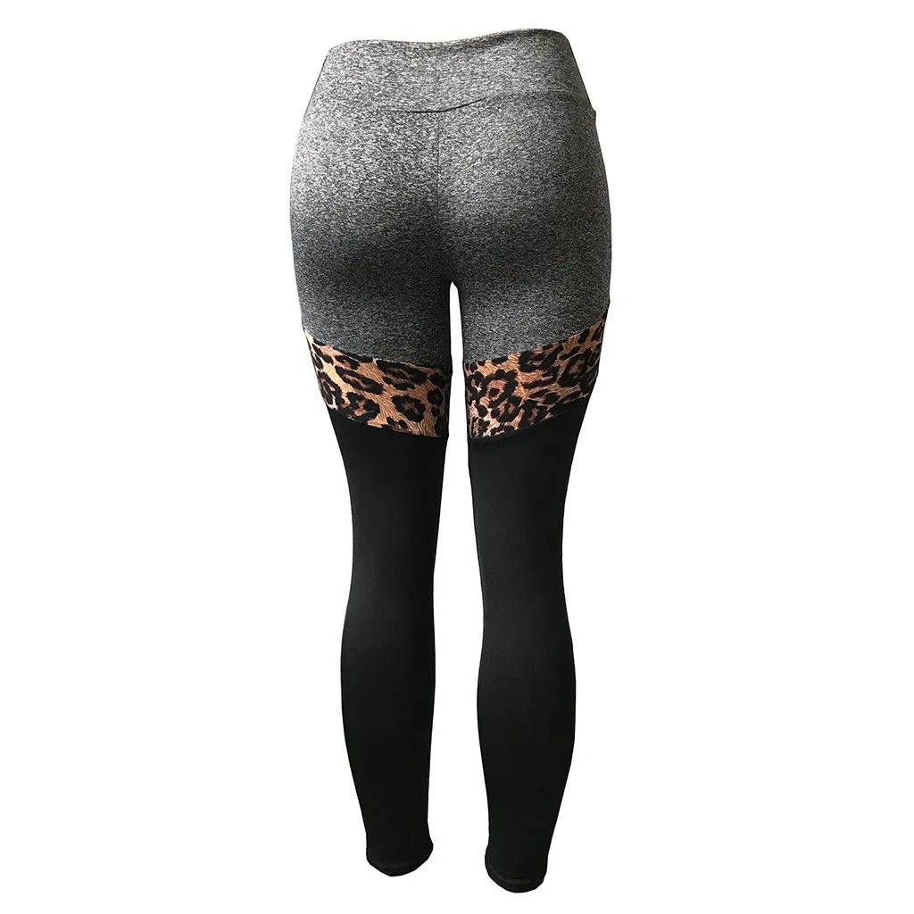 

Sexy High Waist Sport Leggings Women Leopard Color Block Patchwork High Waist Stretchy Sport Pants Trouser Squat Proof Pants