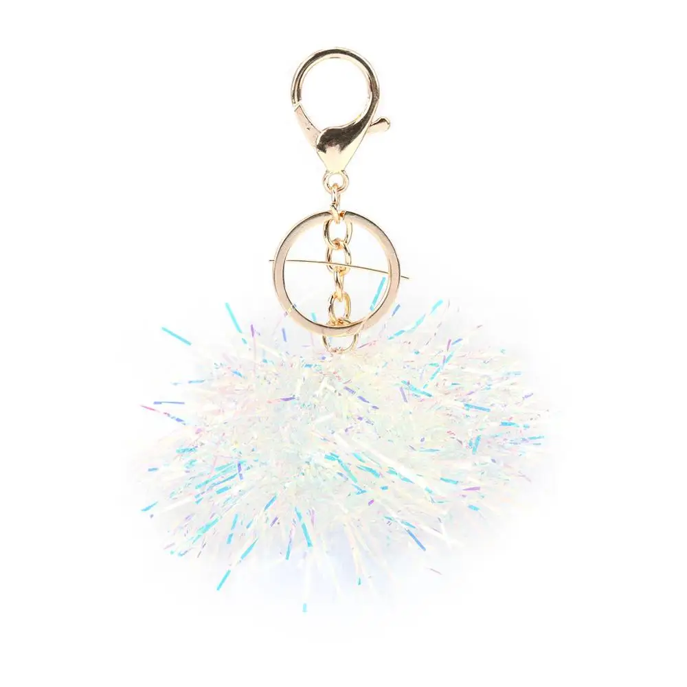 8Seasons Trendy Keychain & Keyring Gold Colorful Purple Pom Ball Pendant Accessories For Women Gift Charms 11 x 6.6cm 1 PC | Украшения и