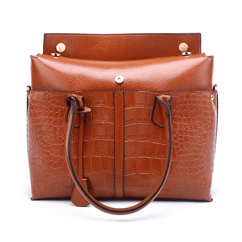 Европейская и американская модная сумка с текстурой под кожу крокодила женская