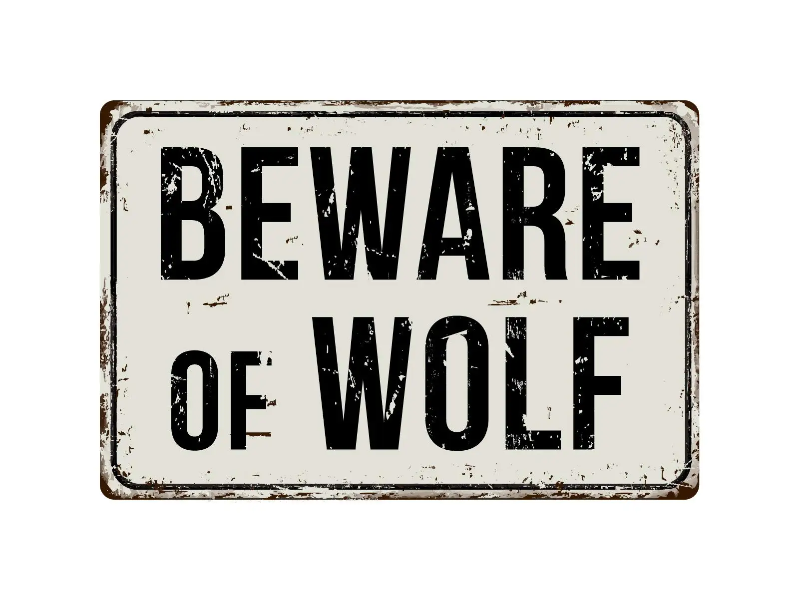 

Deerts 570VS Beware of Wolf 8” x 12” Vintage Aluminum Retro Metal Sign