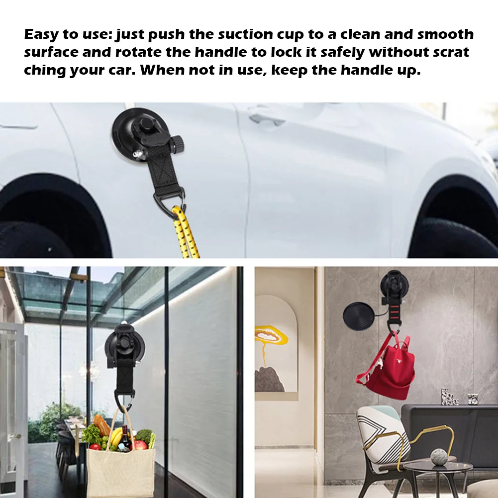 

Suction Cup Anchor with Triangle Securing Hook Tie Down Camping Tarp Accessory as Car Side Awning