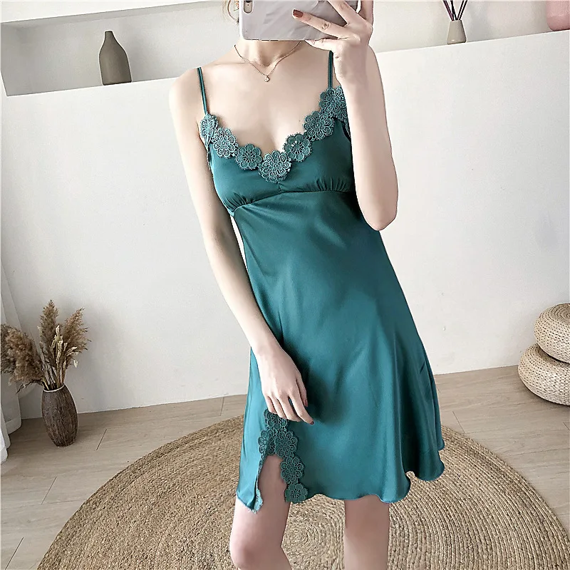 Женские ночные сорочки атласная ночная сорочка с бретельками платье для сна
