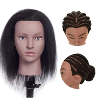 professional styling head afro mannequin head with stand for hairdressers barber practice braiding training doll real hair