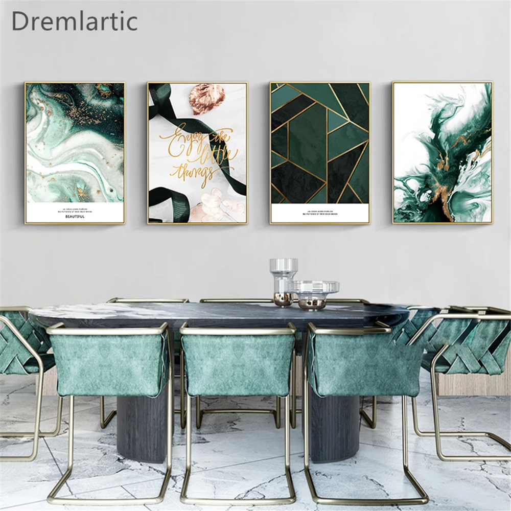 

Green With Golden Decor Canvas Poster Decorative Print Wall Art Picture Living Room#21-0128-34