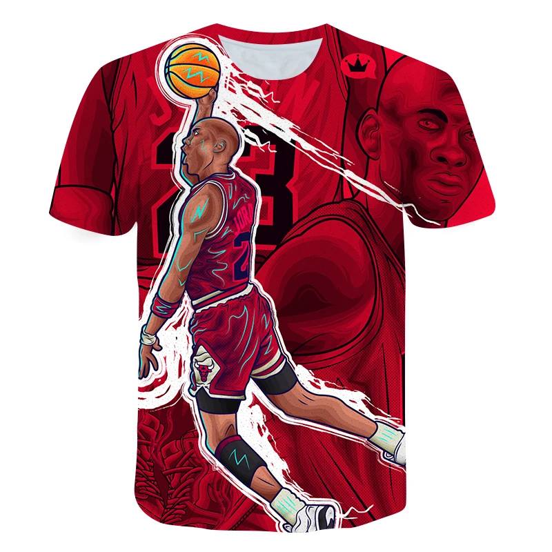 

Short-Sleeved T-Shirts for Children Ages 4-14 Cartoon & Animation Boys & Girls Clothes Youth Fun Basketball Shirt