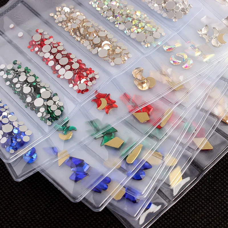 1 упаковка 6 цветов Стразы для ногтей с плоским дном многоразовые стеклянные