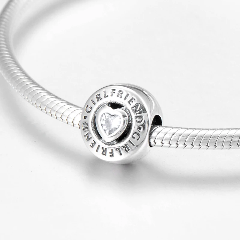 Round heart 925 Sterling Silver Letter dazzling Like Caystal CZ fine Beads Fit Original LYNACCS Charms Bracelet Jewelry making | Украшения
