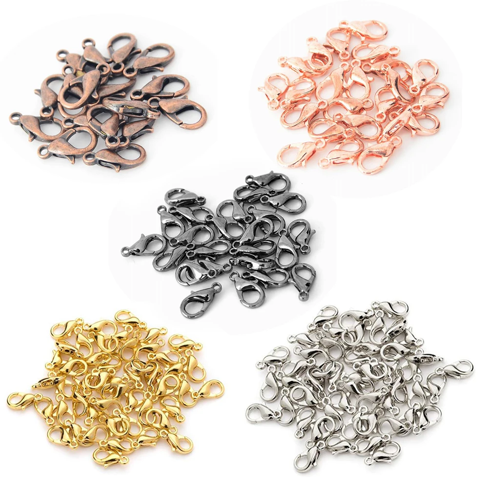 

Металлические застежки-карабины для браслетов, концевые соединители для изготовления ювелирных изделий «сделай сам», 50 шт./лот, серебристы...