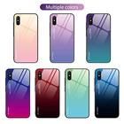 Градиентный чехол из закаленного стекла для Xiaomi Redmi Note 10, 10S, 9, 7, 5, 6, 8 Pro, Poco F1, Mi 10, 8, Mi A2 Lite, 6X, Mi9 SE, 9t, защитный чехол