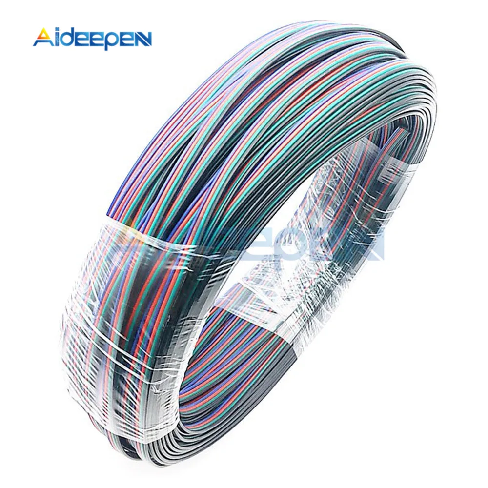 100 м/рулон 4 Pin Расширение RGB+ черный провод кабель для ws2801/5050/3528/lpd8806/apa102 smd RGB Светодиодные ленты 22AWG линии