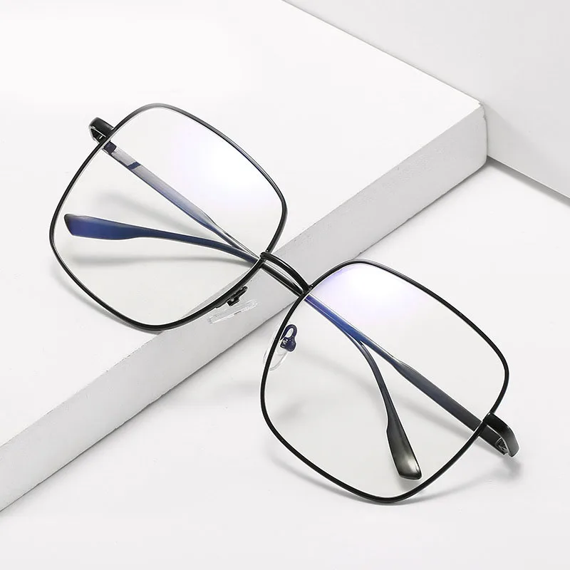 

Internet Celebrity Recommend Fashion Square Frame Glasses For Women Metal Eyeglasses Luxury Oversize Glasses