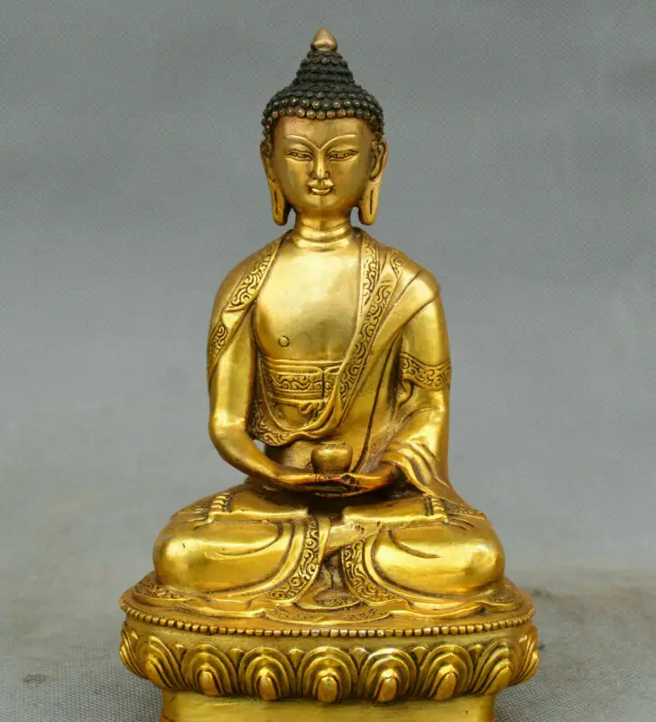 Буддизм старая бронза Amitabha Sakyamuni Будда тафагата Padmapani статуя | Дом и сад