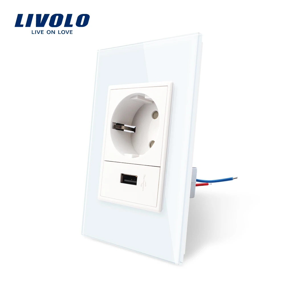 Livolo Новый стандарт США/AU роскошный ЕС 16А розетка с 2.1A USB жемчугом Кристалл Стекло