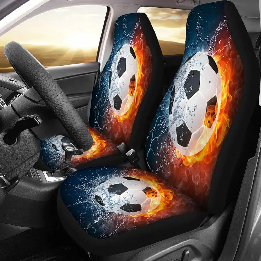 

INSTANTARTS Fire Ball Printed Soft Vehicle Seat Covers Set Slip-Resistant Design Front Seat Covers for Sedan Washable Set Cover