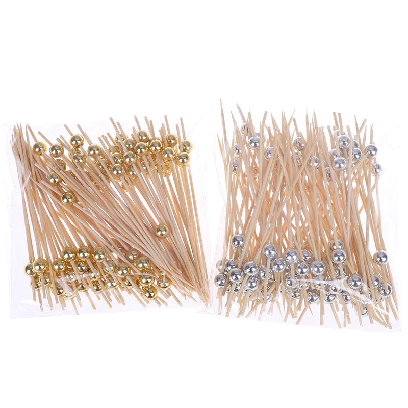 

100Pcs Disposable Party Tableware Bamboo Forks Wedding Supplies Buffet Fruit Desserts Sticks Cupcake Toppers Cocktail Picks