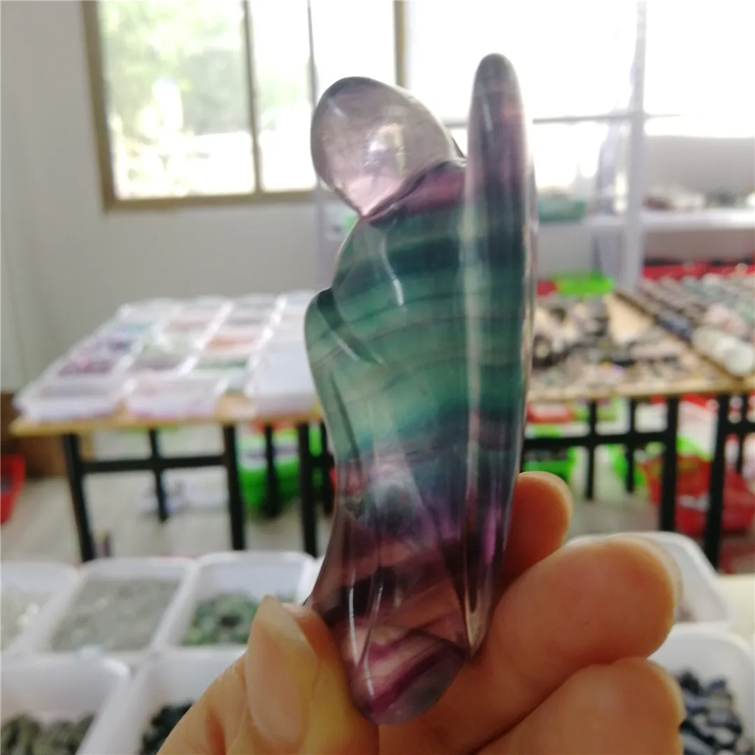 1pc 70mm big angel beautiful natural quartz fluorite stone carving for Natural Crystal Mineral Ornament | Дом и сад