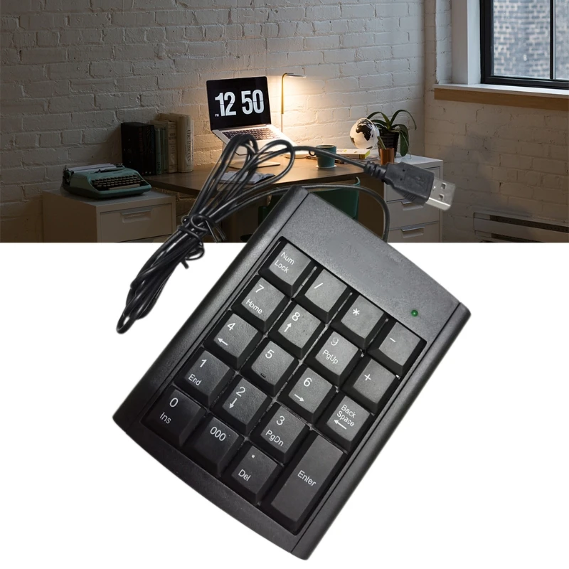 

USB Wired 19 Keys Mini Portable Numeric Keypad External Number Keyboard for Laptop Desktop Computer PC Plug and Play
