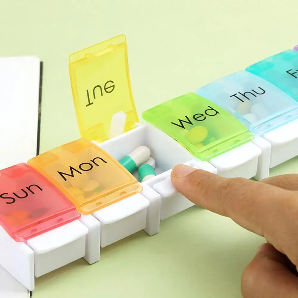

7 /14 Day Pill Medicine Storage Box Rainbow Tablet Weekly Organizer Splitter Holder Storage Organizer Container Pill Box Case