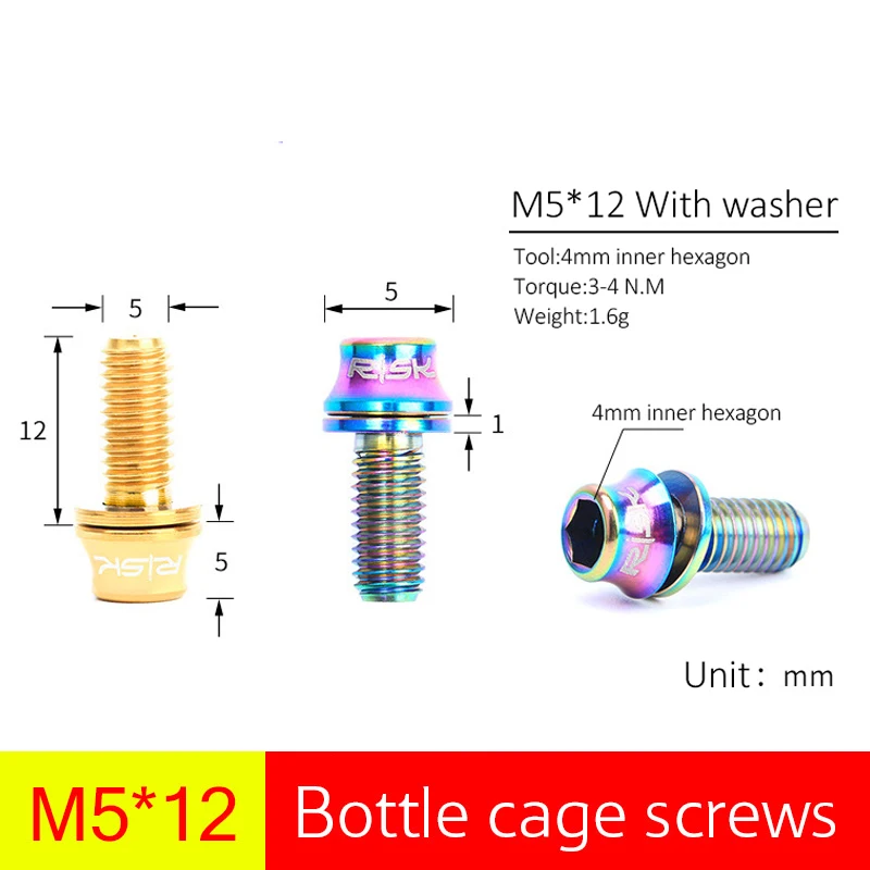 2 шт. болты из титанового сплава Ti M5 * 12 мм для велосипедных бутылок держатель