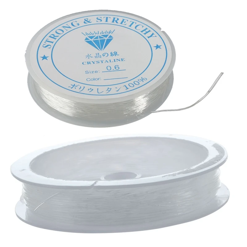 

HOT 2PCS Spool Of Crystal Clear Strong & Stretchy Elastic Beading Thread, 9 Meters 0.7Mm & 12 Meters 0.6Mm